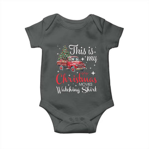 This Is My Christmas Movie Watching Baby Onesie Vintage Red Truck TS11 Dark Heather Print Your Wear