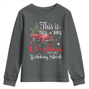 This Is My Christmas Movie Watching Youth Sweatshirt Vintage Red Truck TS11 Dark Heather Print Your Wear