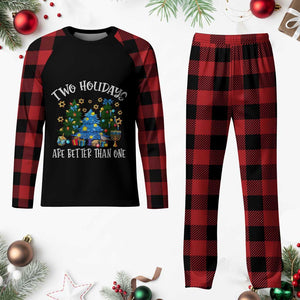 Christmas Hanukkah Plaid Pajama Set Two Holidays Are Better Than One Christmukkah Tree TS11 Buffalo Plaid Print Your Wear