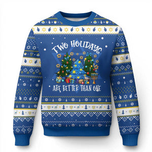 Christmas Hanukkah Hanukkah Ugly Sweater Two Holidays Are Better Than One Christmukkah Tree TS11 Blue White Print Your Wear