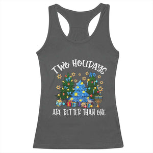 Christmas Hanukkah Racerback Tank Top Two Holidays Are Better Than One Christmukkah Tree TS11 Dark Heather Print Your Wear
