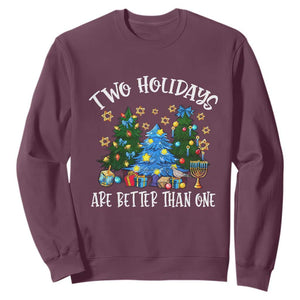 Christmas Hanukkah Sweatshirt Two Holidays Are Better Than One Christmukkah Tree TS11 Maroon Print Your Wear