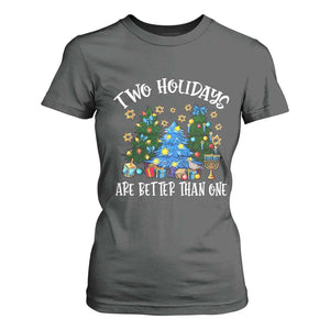 Christmas Hanukkah T Shirt For Women Two Holidays Are Better Than One Christmukkah Tree TS11 Dark Heather Print Your Wear