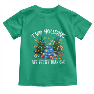 Christmas Hanukkah Toddler T Shirt Two Holidays Are Better Than One Christmukkah Tree TS11 Irish Green Print Your Wear