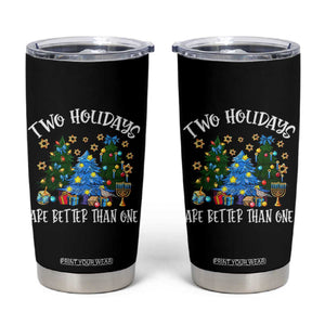 Christmas Hanukkah Tumbler Cup Two Holidays Are Better Than One Christmukkah Tree TS11 Black Print Your Wear