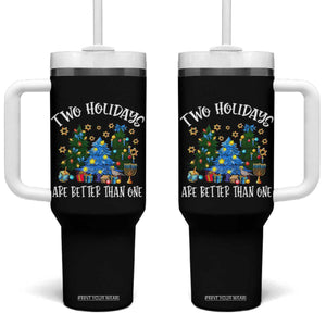 Christmas Hanukkah Tumbler With Handle Two Holidays Are Better Than One Christmukkah Tree TS11 One Size: 40 oz Black Print Your Wear