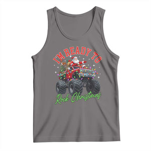 Christmas Monster Truck Tank Top I Am Ready To Rock Xmas Santa TS11 Deep Heather Print Your Wear