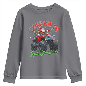 Christmas Monster Truck Youth Sweatshirt I Am Ready To Rock Xmas Santa TS11 Charcoal Print Your Wear