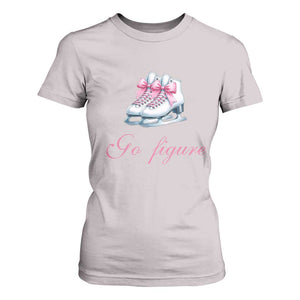 Figure Skater T Shirt For Women Go Figure Coquette Pink Bow Ice Skating TS11 Ice Gray Print Your Wear