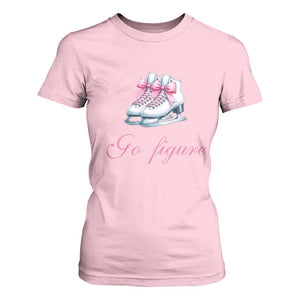 Figure Skater T Shirt For Women Go Figure Coquette Pink Bow Ice Skating TS11 Light Pink Print Your Wear