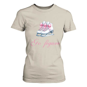 Figure Skater T Shirt For Women Go Figure Coquette Pink Bow Ice Skating TS11 Sand Print Your Wear