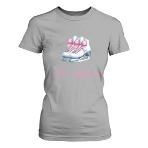 Figure Skater T Shirt For Women Go Figure Coquette Pink Bow Ice Skating TS11 Sport Gray Print Your Wear