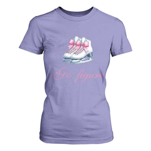 Figure Skater T Shirt For Women Go Figure Coquette Pink Bow Ice Skating TS11 Violet Print Your Wear