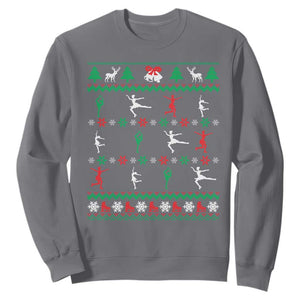 Funny Christmas Figure Ice Skating Skater Sweatshirt TS11 Charcoal Print Your Wear