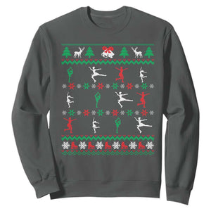 Funny Christmas Figure Ice Skating Skater Sweatshirt TS11 Dark Heather Print Your Wear