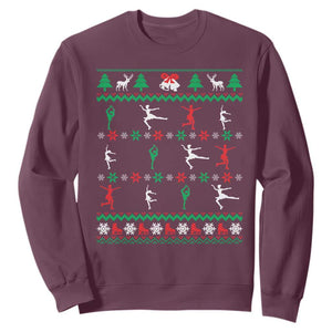 Funny Christmas Figure Ice Skating Skater Sweatshirt TS11 Maroon Print Your Wear