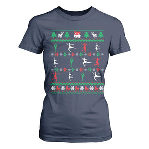 Funny Christmas Figure Ice Skating Skater T Shirt For Women TS11 Navy Print Your Wear