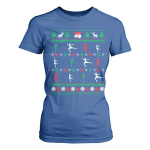 Funny Christmas Figure Ice Skating Skater T Shirt For Women TS11 Royal Blue Print Your Wear