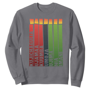 The 7 Principles Of Kwanzaa Sweatshirt Kinara Candles African Heritage TS11 Charcoal Print Your Wear