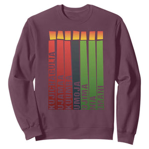 The 7 Principles Of Kwanzaa Sweatshirt Kinara Candles African Heritage TS11 Maroon Print Your Wear