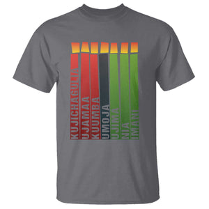 The 7 Principles Of Kwanzaa T Shirt Kinara Candles African Heritage TS11 Charcoal Print Your Wear