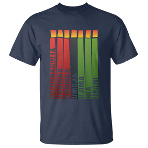 The 7 Principles Of Kwanzaa T Shirt Kinara Candles African Heritage TS11 Navy Print Your Wear