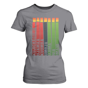 The 7 Principles Of Kwanzaa T Shirt For Women Kinara Candles African Heritage TS11 Charcoal Print Your Wear