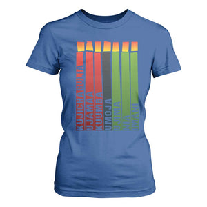 The 7 Principles Of Kwanzaa T Shirt For Women Kinara Candles African Heritage TS11 Royal Blue Print Your Wear