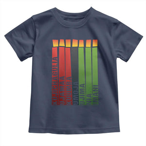 The 7 Principles Of Kwanzaa Toddler T Shirt Kinara Candles African Heritage TS11 Navy Print Your Wear