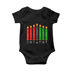 Nguzo Saba Symbols The 7 Principles Of Kwanzaa Baby Onesie Kinara Candles Symbol TS11 Black Print Your Wear