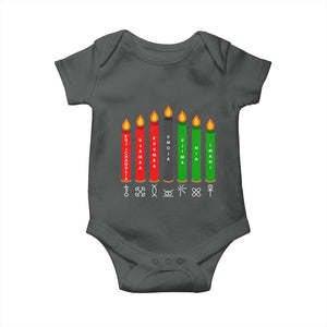 Nguzo Saba Symbols The 7 Principles Of Kwanzaa Baby Onesie Kinara Candles Symbol TS11 Dark Heather Print Your Wear