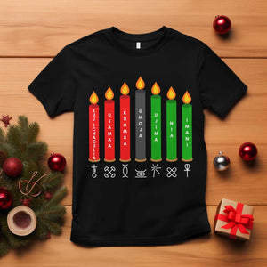 Nguzo Saba Symbols The 7 Principles Of Kwanzaa T Shirt Kinara Candles Symbol TS11 Black Print Your Wear