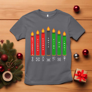Nguzo Saba Symbols The 7 Principles Of Kwanzaa T Shirt Kinara Candles Symbol TS11 Charcoal Print Your Wear