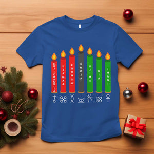 Nguzo Saba Symbols The 7 Principles Of Kwanzaa T Shirt Kinara Candles Symbol TS11 Royal Blue Print Your Wear