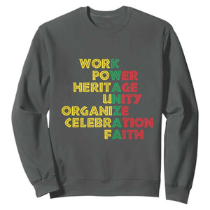 Kwanzaa Sweatshirt Work Power Heritage Unity Organize Celebration Faith African Heritage TS11 Dark Heather Print Your Wear