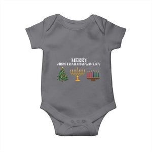 Merry Christmahanakwanzika Baby Onesie Christmas Hanukkah Kwanzaa TS11 Charcoal Print Your Wear