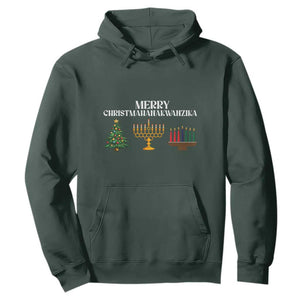 Merry Christmahanakwanzika Hoodie Christmas Hanukkah Kwanzaa TS11 Dark Forest Green Print Your Wear