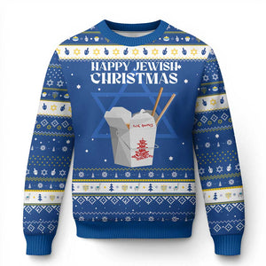 Happy Jewish Christmas Hanukkah Ugly Sweater Chinese Noodle Asian Take Out TS11 Blue White Print Your Wear
