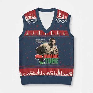 Stokely Carmichael Quote V-Neck Knit Sweater Vest The Secret Of Life Is To Have No Fear It's The Only Way To Function TS11 Navy Red Print Your Wear