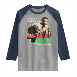 Stokely Carmichael Quote Raglan Shirt The Secret Of Life Is To Have No Fear It's The Only Way To Function TS11 Sport Gray Navy Print Your Wear