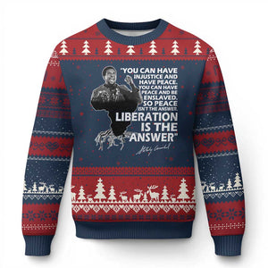 Stokely Carmichael Quote Ugly Christmas Sweater You Can Have Injustice And Have Peace And Be Enslaved Black History Month TS11 Navy Red Print Your Wear