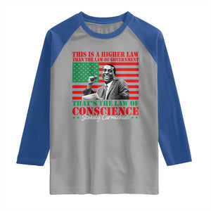 Stokely Carmichael Raglan Shirt That's The Law Of Conscience American Flag TS11 Sport Gray Royal Print Your Wear