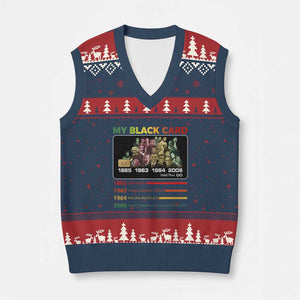 Black History V-Neck Knit Sweater Vest My Black Card Greatest African American Leaders TS11 Navy Red Print Your Wear