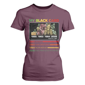 Black History T Shirt For Women My Black Card Greatest African American Leaders TS11 Maroon Print Your Wear