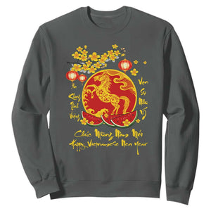 Vietnamese Lunar New Year 2026 Sweatshirt Chuc Mung Nam Moi Tet Holiday Horse Zodiac TS11 Dark Heather Print Your Wear