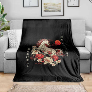 Japanese New Year 2026 Throw Blanket Year Of The Horse Botan Flower TS11 Print Your Wear