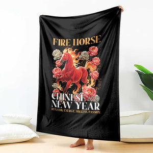 Year of The Fire Horse 2026 Throw Blanket Chinese New Year Peony Flower TS11 Print Your Wear