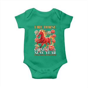 Year of The Fire Horse 2026 Baby Onesie Chinese New Year Peony Flower TS11 Irish Green Print Your Wear