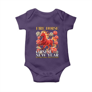 Year of The Fire Horse 2026 Baby Onesie Chinese New Year Peony Flower TS11 Purple Print Your Wear