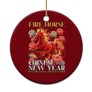 Year of The Fire Horse 2026 Ceramic Ornament Chinese New Year Peony Flower TS11 1pc Red Print Your Wear